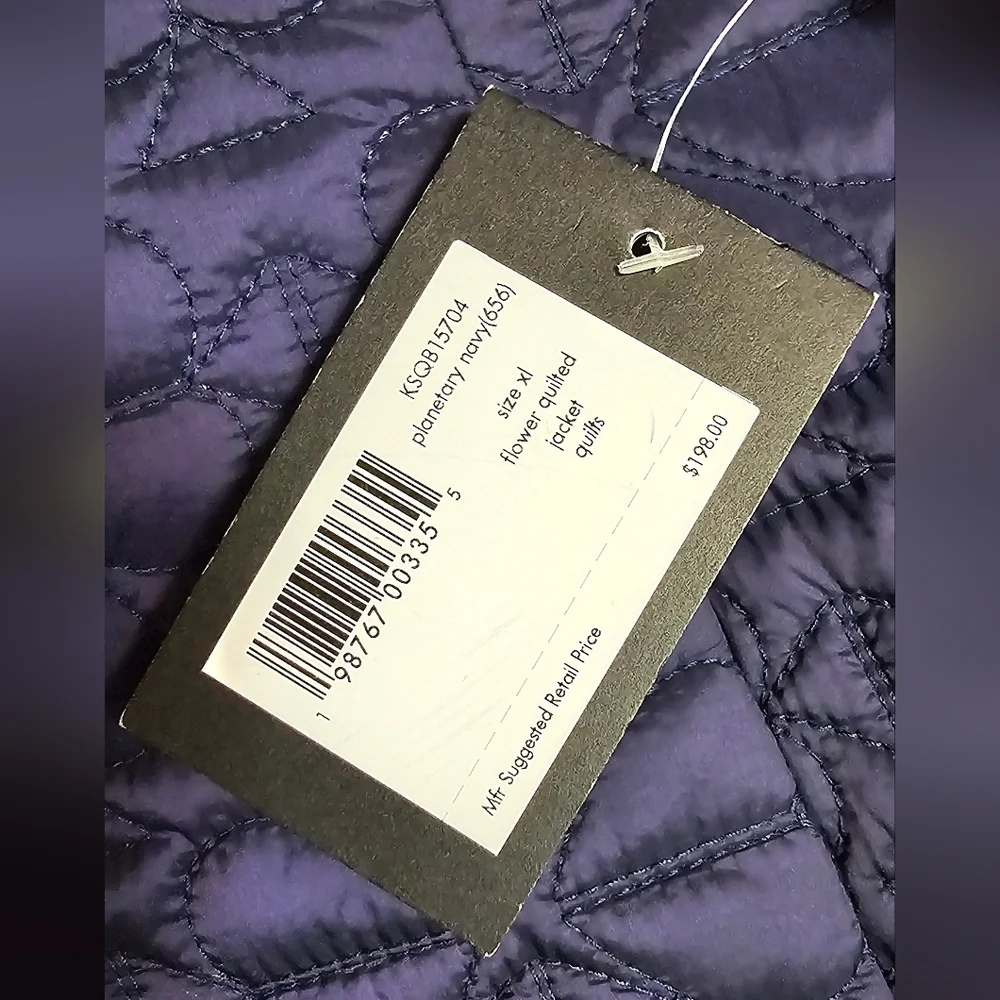 Kate Spade New York Flower Quilted Jacket Planetary Navy Womens Size XL NWT - Picture 16 of 16